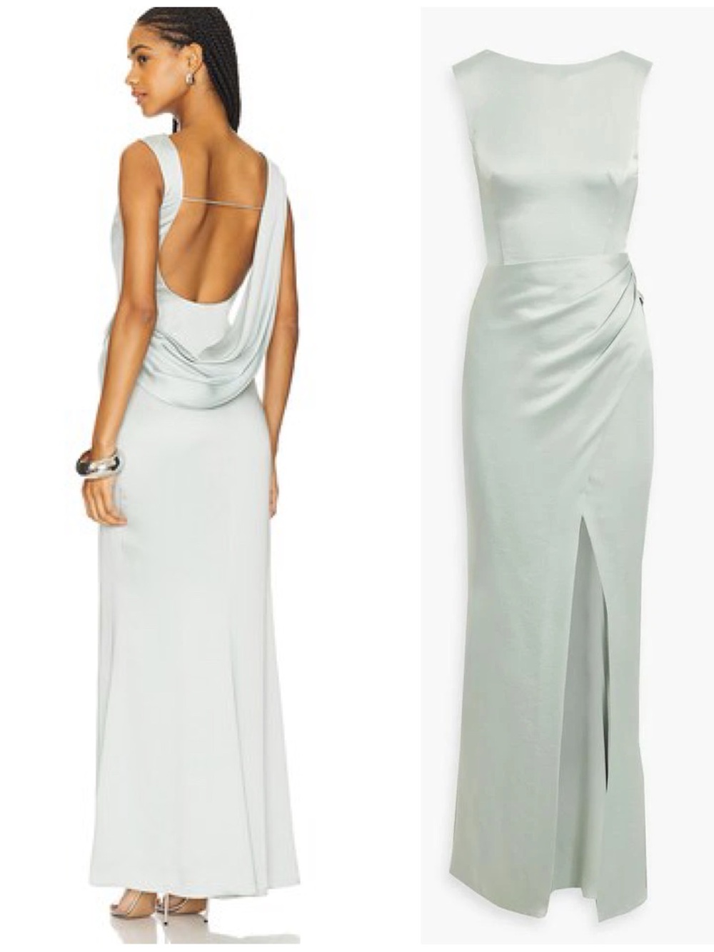 NWT Simkhai Tommy Satin Maxi Long Gown Open Back Draped Size Women’s 4 in Mint